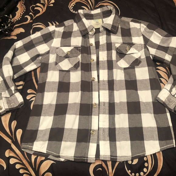 Little Boys Brown & White Button Up Flannel 5T - Picture 1 of 6